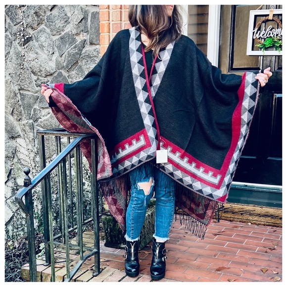 14 Boho Fabulous Oversized Poncho Shawl - Picture 6 of 10